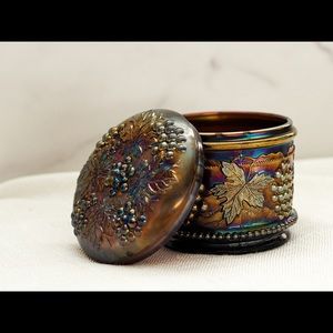 Northwood Grape & Cable Carnival Glass Powder Jar with Lid